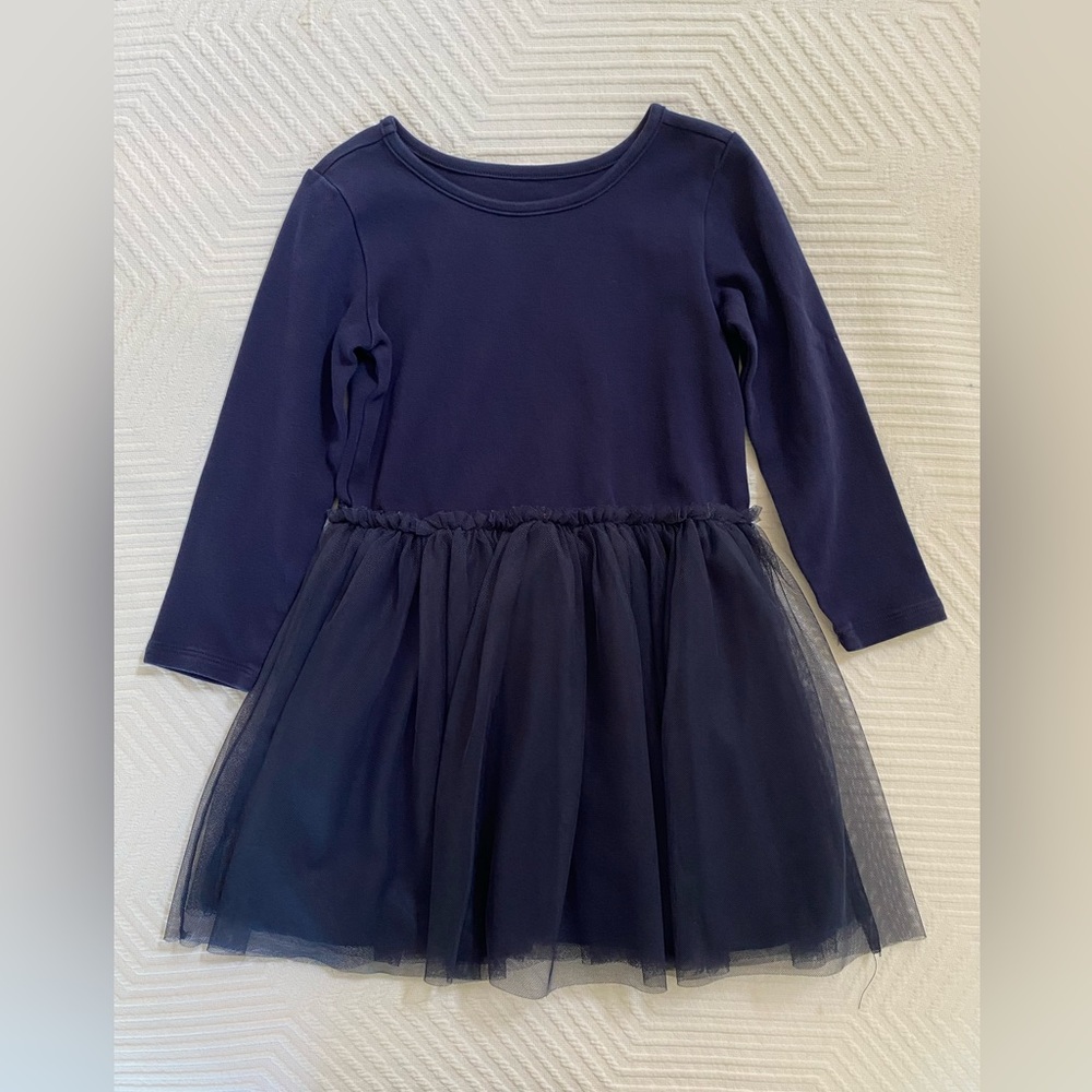 Primary navy dress with tulle skirt, 4-5y
